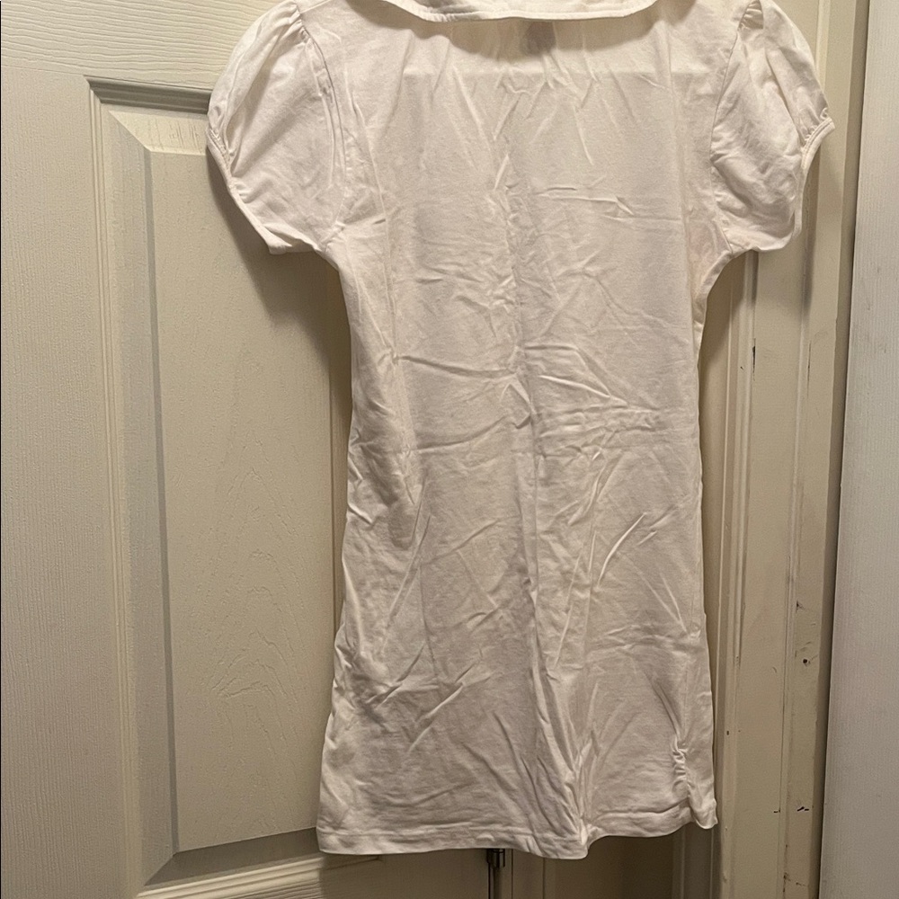 Love Rocks White Ruched Short Sleeve Top - Picture 4 of 4